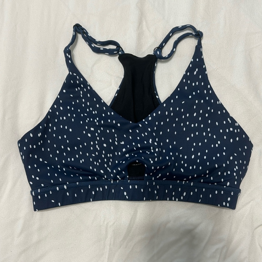 Kavala Polka Dot Navy Blue Racerback Sports Bra